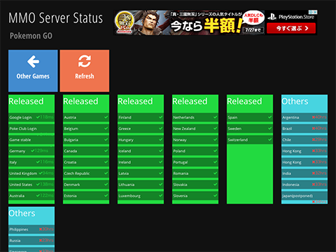 Pokemon GO Server status