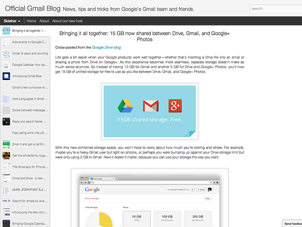 Bringing it all together: 15 GB now shared between Drive, Gmail, and Google+ Photos - Official Gmail Blog
