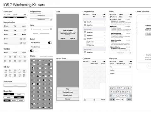 iOS 7 Wireframe Kit